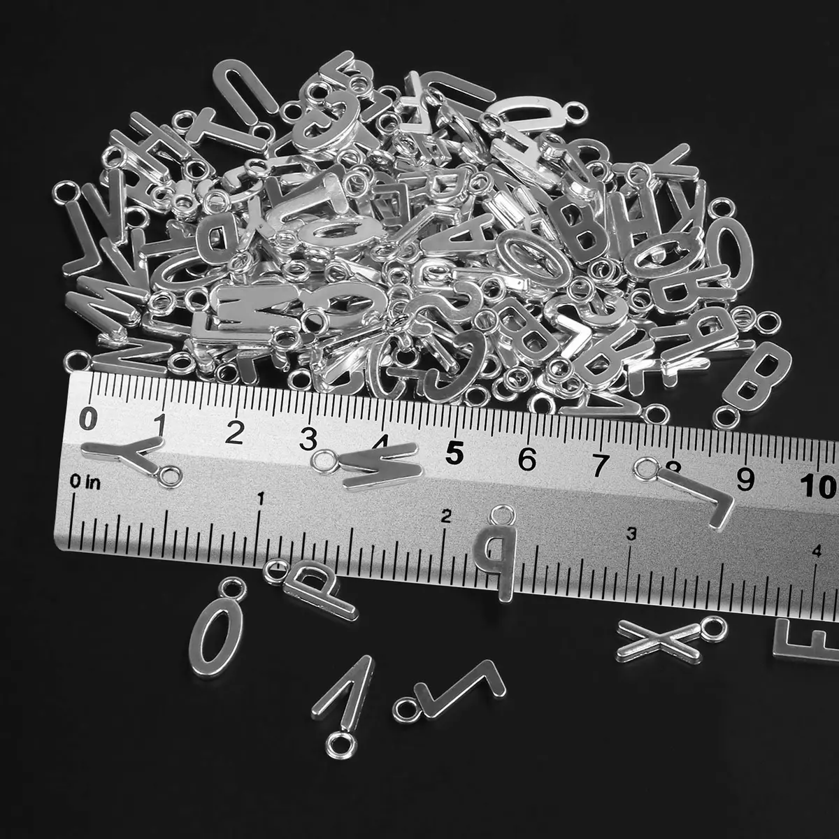 SANNIX Alphabet ABC Letter Charms Silver Capital A-Z 0.6"-0.7" | DIY Jewelry - view 2