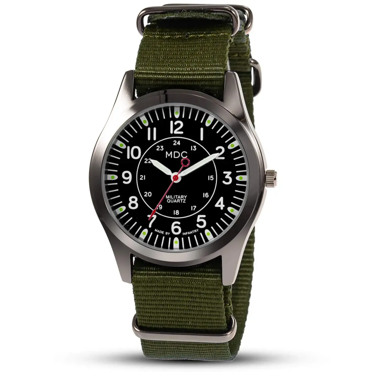 Infantry MDC Military Field Watch 40mm (1.57 inches) | Japanese Quartz, Black Dial, Green Nylon Strap - main product image