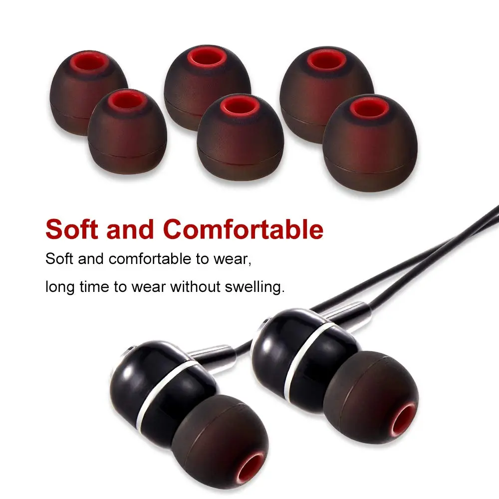 Brandless Earbud Tips High Quality Soft Silicone Replacement Tips for In-Ear Headphones | 9 Pairs S/M/L in Black/Red - view 4