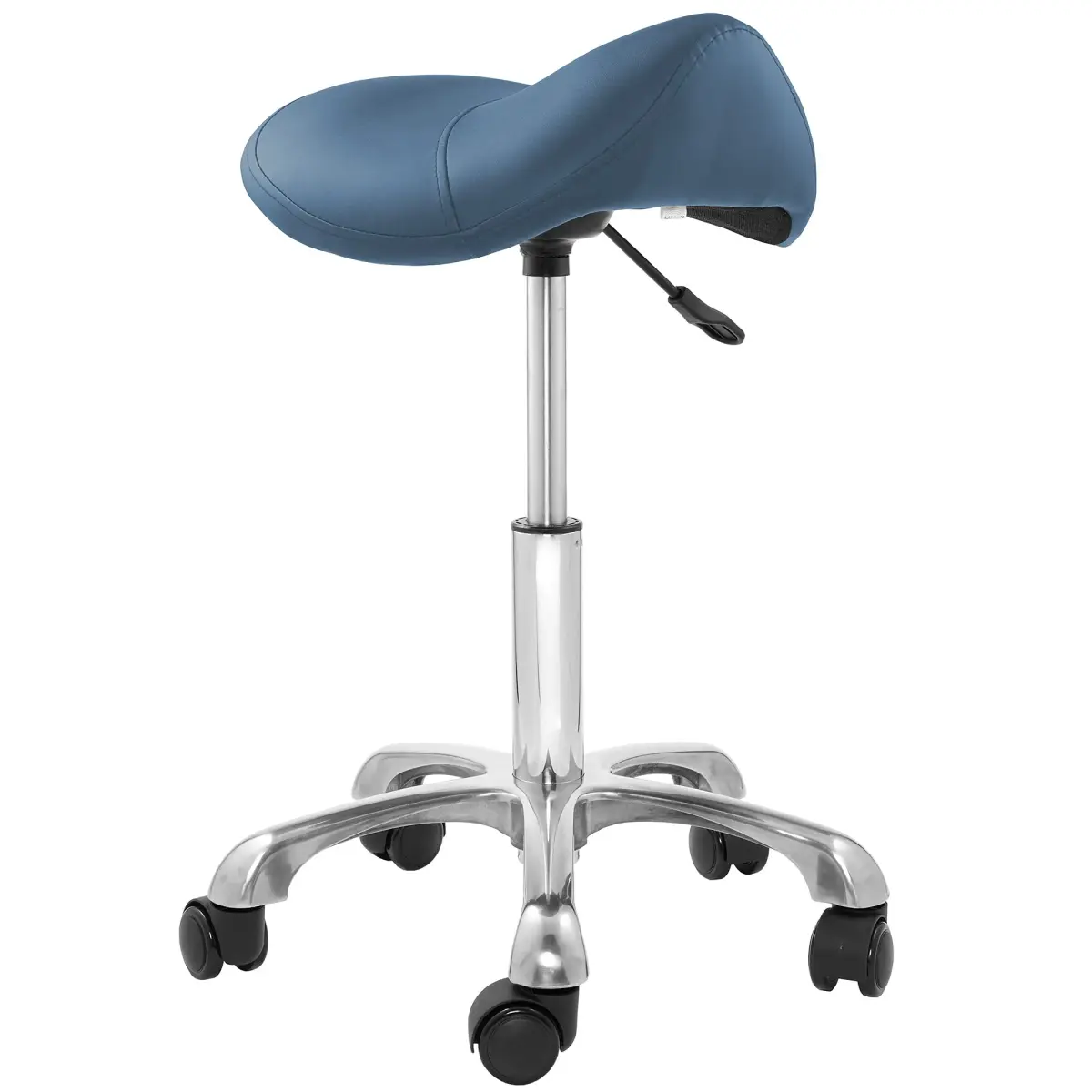 Saloniture Professional Ergonomic Saddle Stool Blue | 18-24 in (45.7-61 cm) Adjustable Height Rolling Chair - main product image