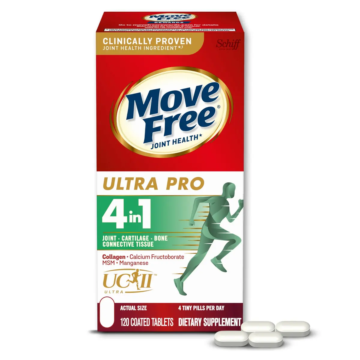 Move Free Ultra Pro 4in1 Joint Support Supplement Tablets- 120ct | Supports Cartilage & Bones - main product image