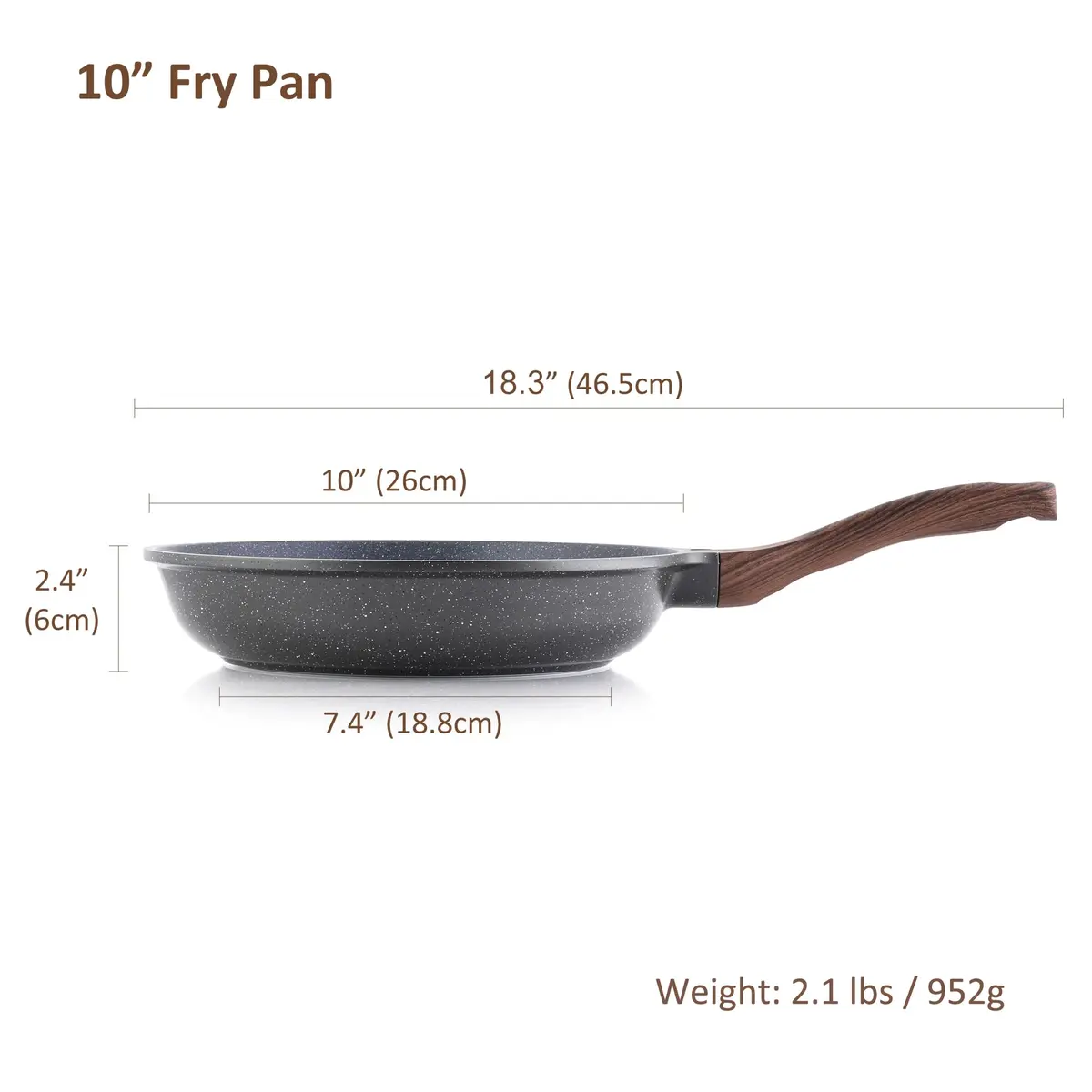SENSARTE 10 Inch (25 cm) Nonstick Frying Pan Skillet | Swiss Granite Coating, PFOA Free, Induction Compatible - view 6