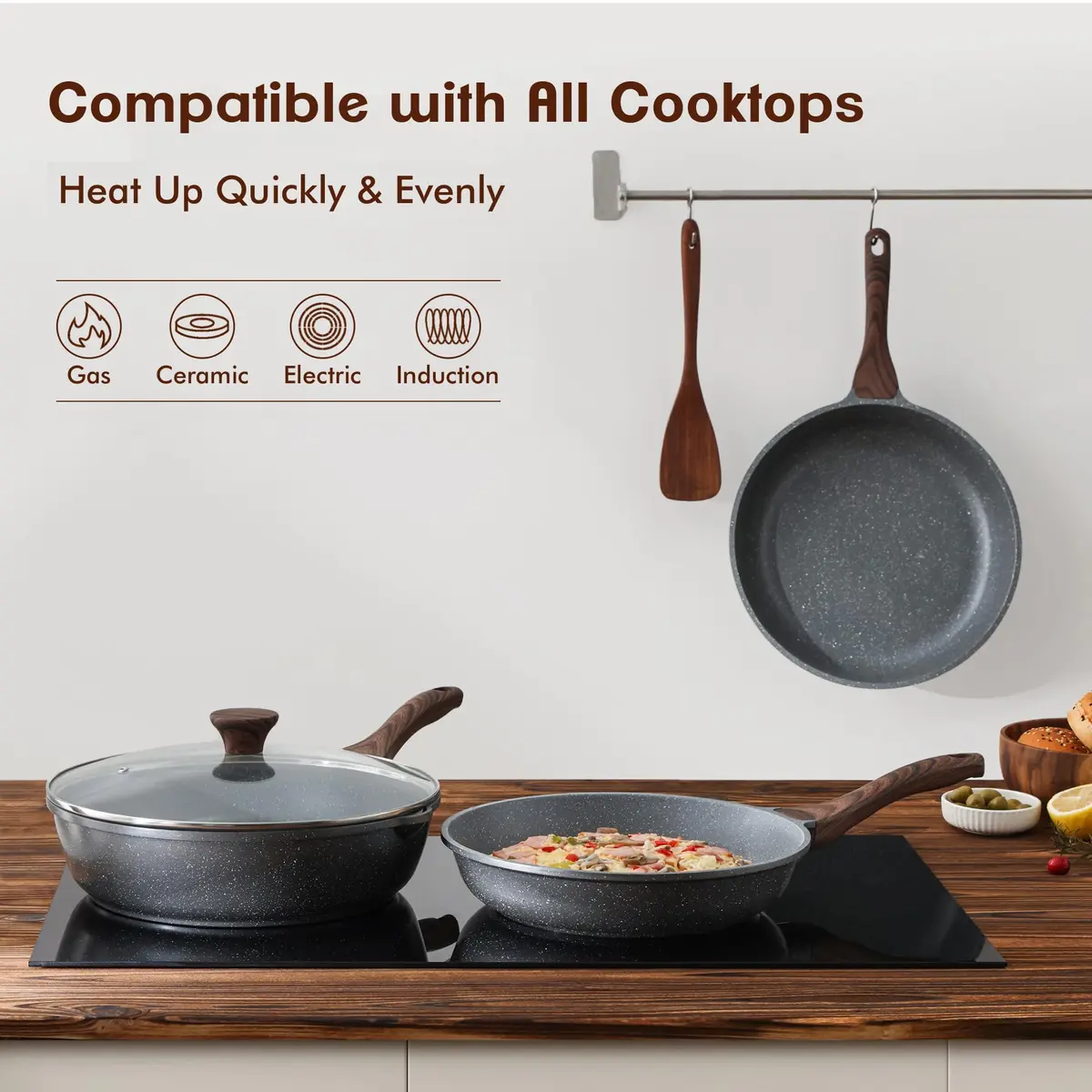 SENSARTE 10 Inch (25 cm) Nonstick Frying Pan Skillet | Swiss Granite Coating, PFOA Free, Induction Compatible - view 3