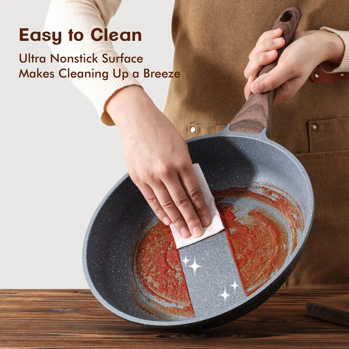 SENSARTE 10 Inch (25 cm) Nonstick Frying Pan Skillet | Swiss Granite Coating, PFOA Free, Induction Compatible - view 4