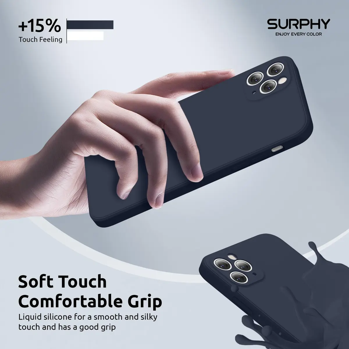 SURPHY Liquid Silicone Case for iPhone 11 Pro Max 6.5 inches | Camera & Flat Edge Protection - view 5