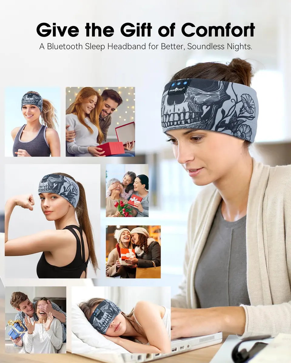 MUSICOZY Sleep Headphones Bluetooth Headband 32mm Dynamic Driver | Soft & Breathable for Side Sleepers - view 6