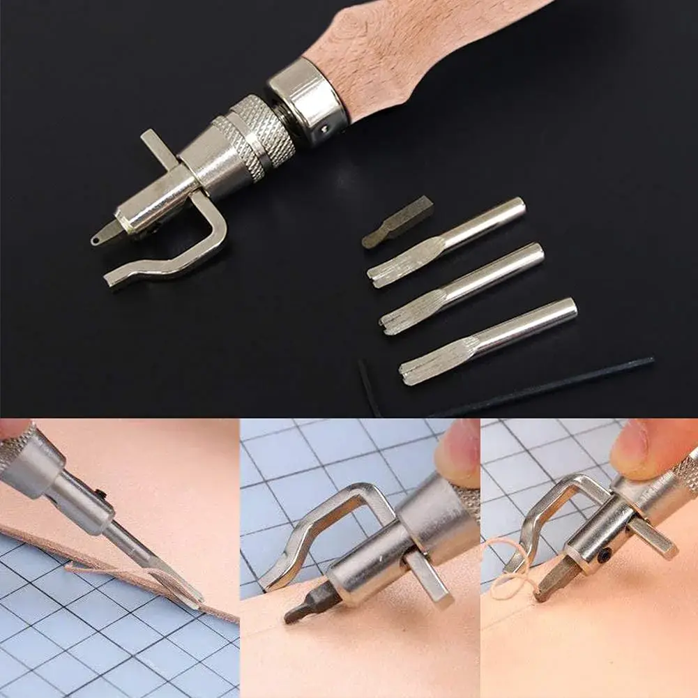 Jmuiiu 7 in 1 Adjustable Stitching Groover Tool with Wooden Handle | Natural Color - view 6