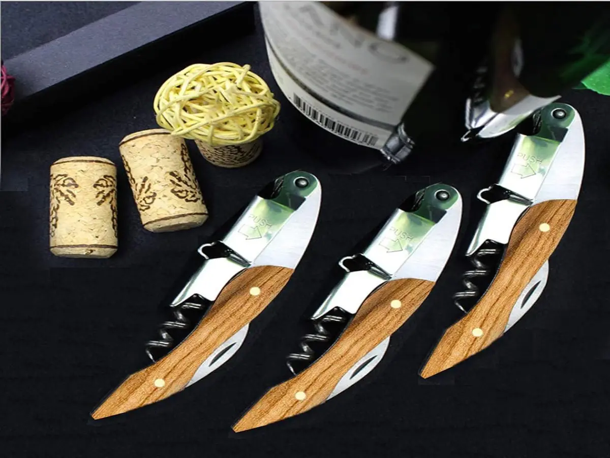 Kit-Home Professional Waiter Corkscrew Wine Opener Set of 3 | Stainless Steel & Rosewood Handle (90g) | Bar & Restaurant Use - view 5