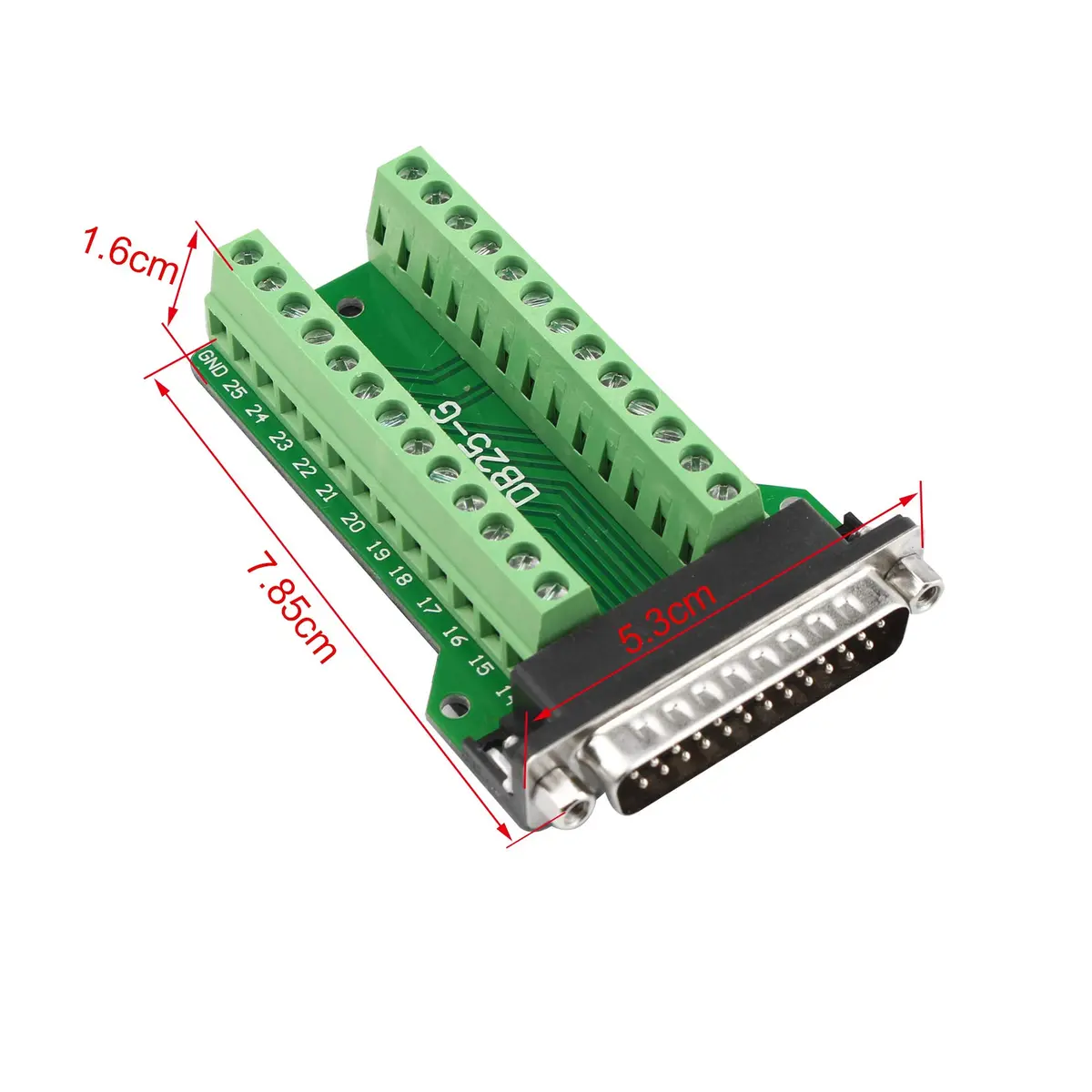 Futheda 25 Pin 2-Row DB25 Male & Female Adapter | Solderless RS232 PCB Breakout, Green - view 4