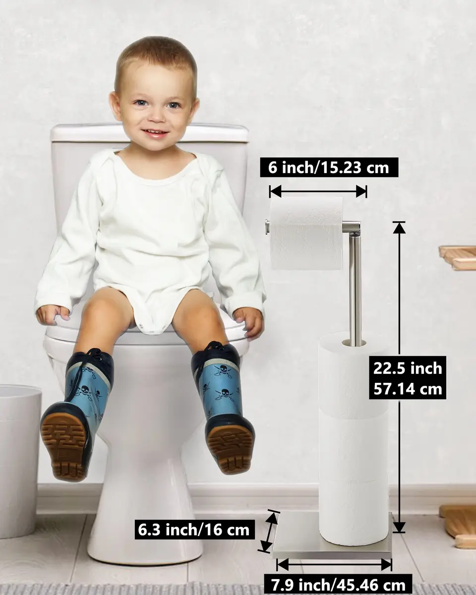 DECLUTTR Free Standing Toilet Paper Holder Stand with Reserve | 53.3 cm (21 in) Nickel - view 6