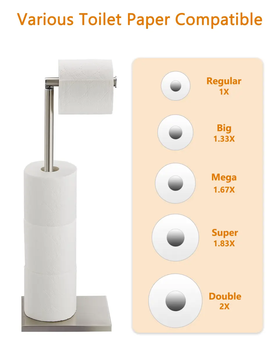 DECLUTTR Free Standing Toilet Paper Holder Stand with Reserve | 53.3 cm (21 in) Nickel - view 2