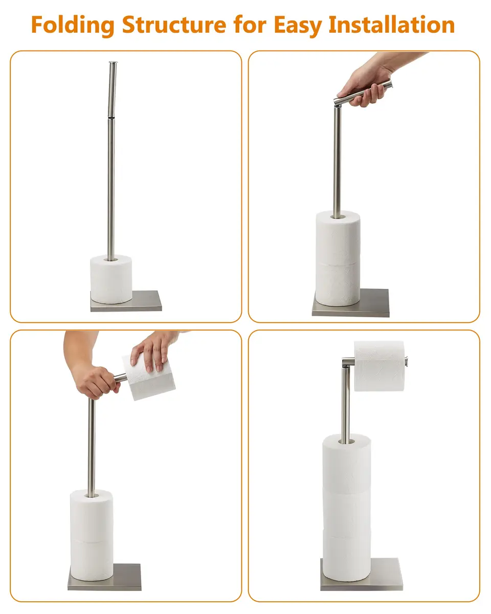 DECLUTTR Free Standing Toilet Paper Holder Stand with Reserve | 53.3 cm (21 in) Nickel - view 4