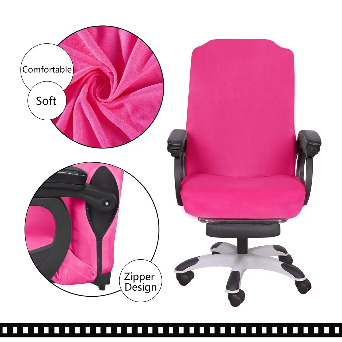 SARAFLORA Dark Pink Medium Office Chair Cover | Stretch Fit, Removable, Washable Protector (1 Piece) - view 4