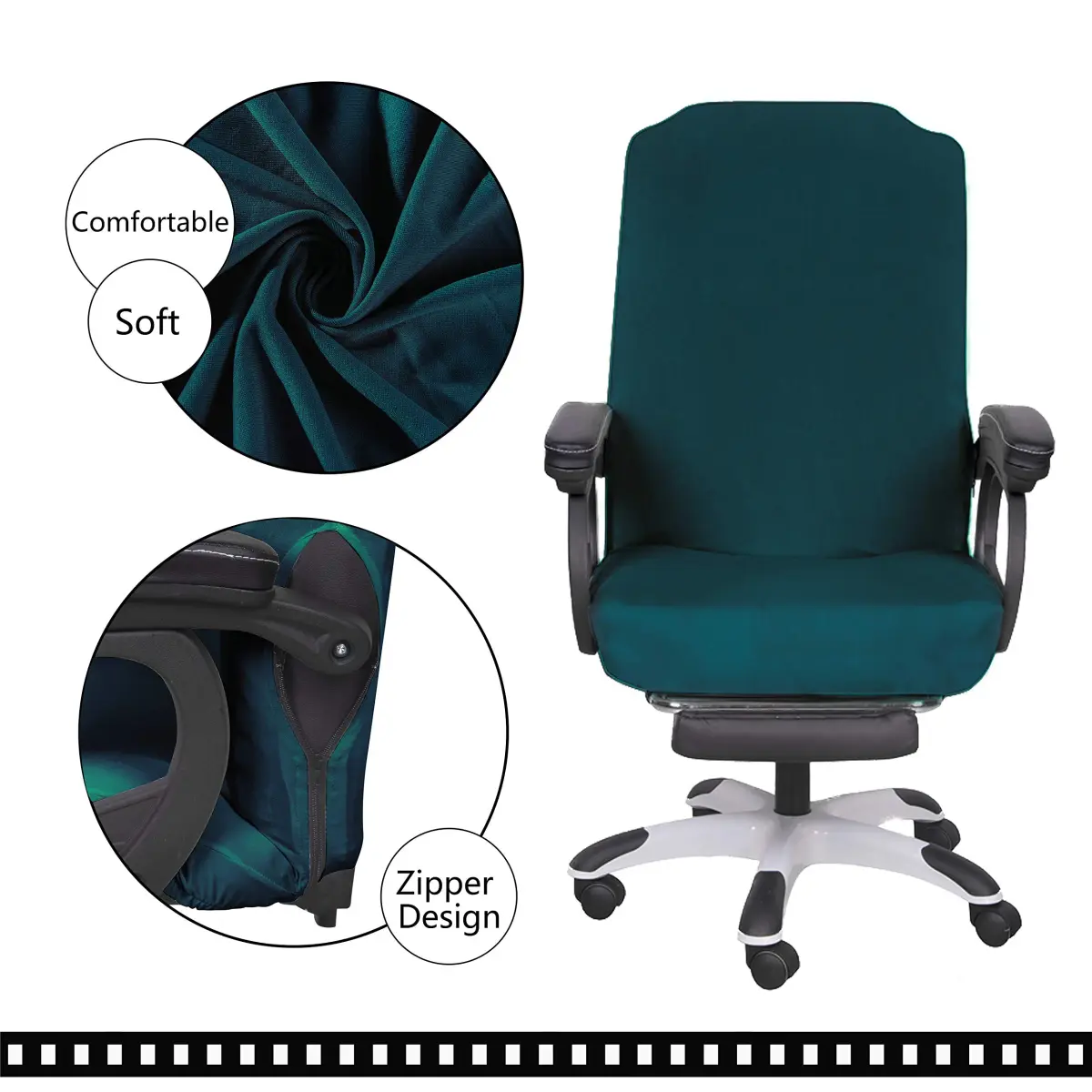 SARAFLORA Sapphire Large Office Chair Cover | Stretch Fit, Removable, Washable Protector (1 Piece) - view 3