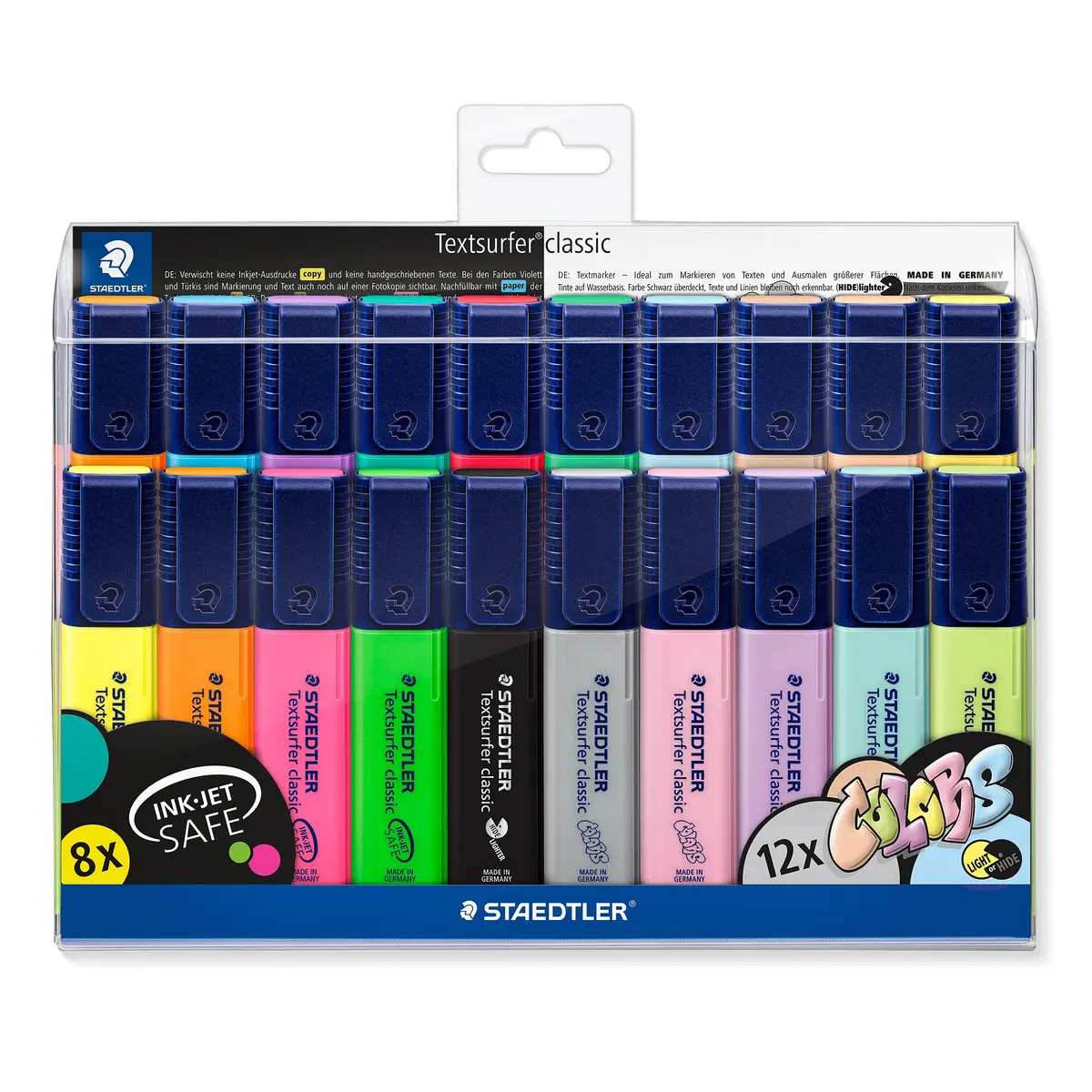 STAEDTLER Textsurfer Classic Highlighter 20 Assorted Neon & Pastel Colors | Extra-Long, Fast-Drying, Refillable (20 Pack) - main product image