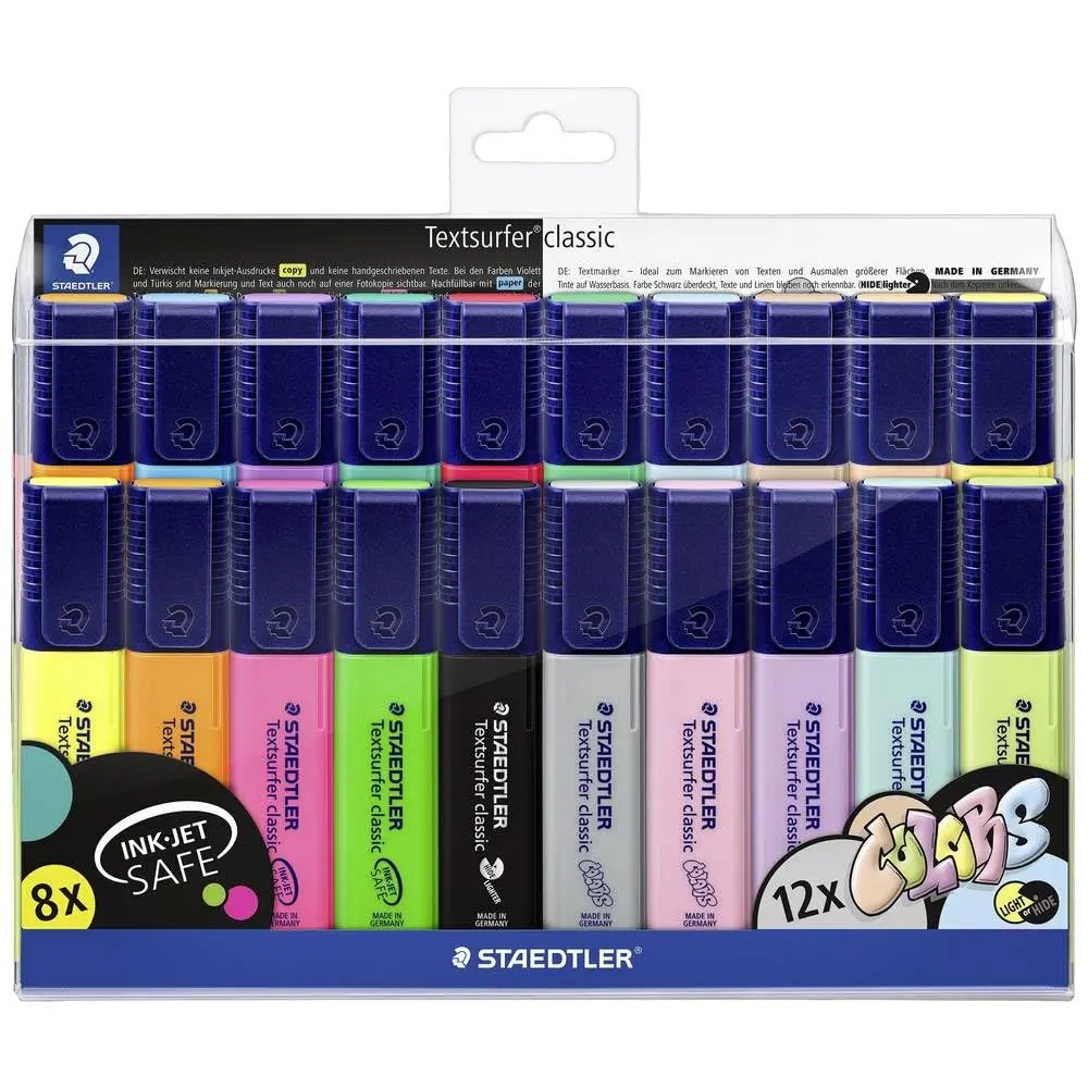 STAEDTLER Textsurfer Classic Highlighter 20 Assorted Neon & Pastel Colors | Extra-Long, Fast-Drying, Refillable (20 Pack) - view 4