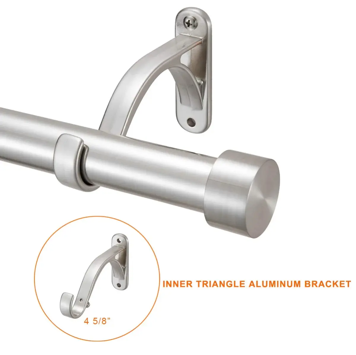 Mayrhyme 1-Inch Diameter Curtain Rod Set 2.54cm (1") | Satin Nickel, 122-218cm (48-86") Adjustable - view 2