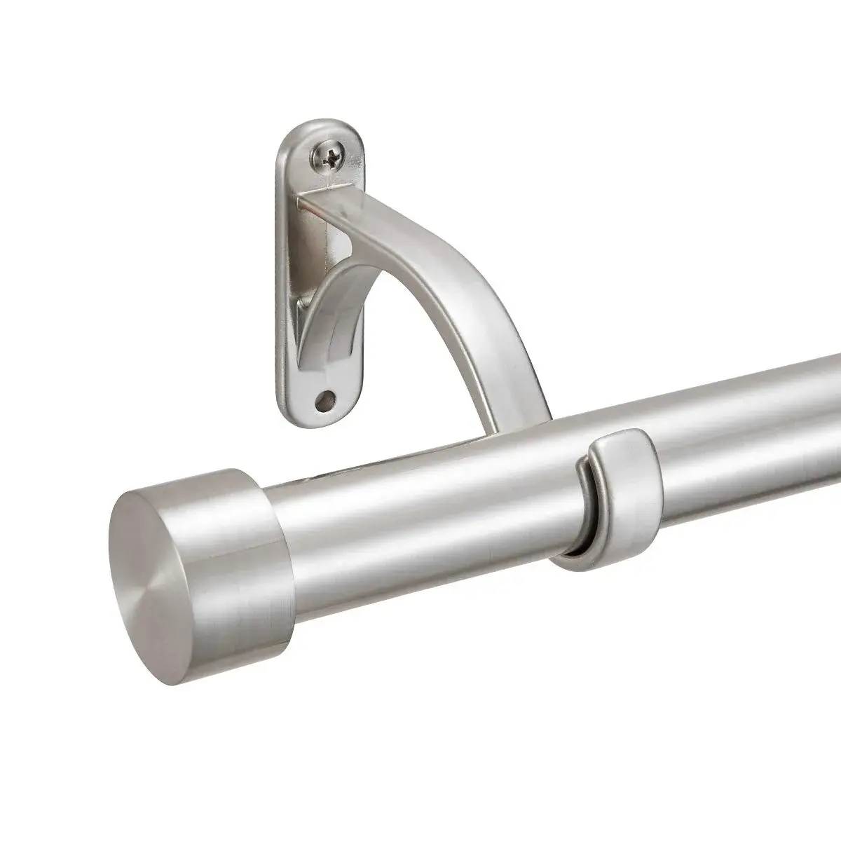 Mayrhyme 1-Inch Diameter Curtain Rod Set Satin Nickel 72-144" | Adjustable Heavy-Duty Rod with Aluminum Brackets - main product image