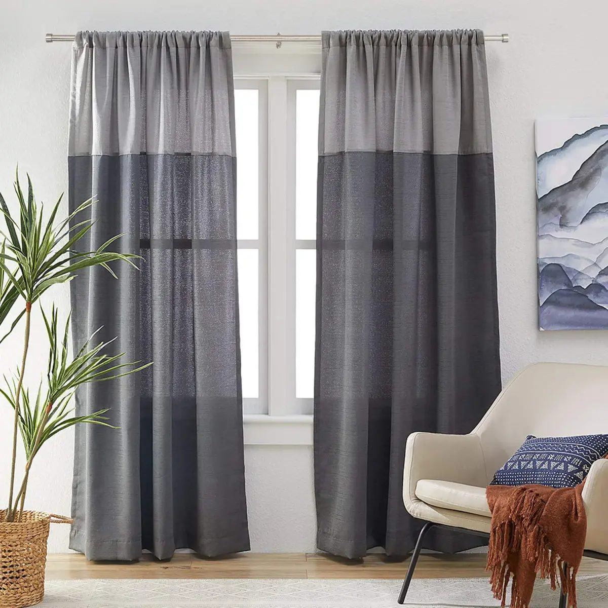 Mayrhyme 1-Inch Diameter Curtain Rod Set Satin Nickel 72-144" | Adjustable Heavy-Duty Rod with Aluminum Brackets - view 6