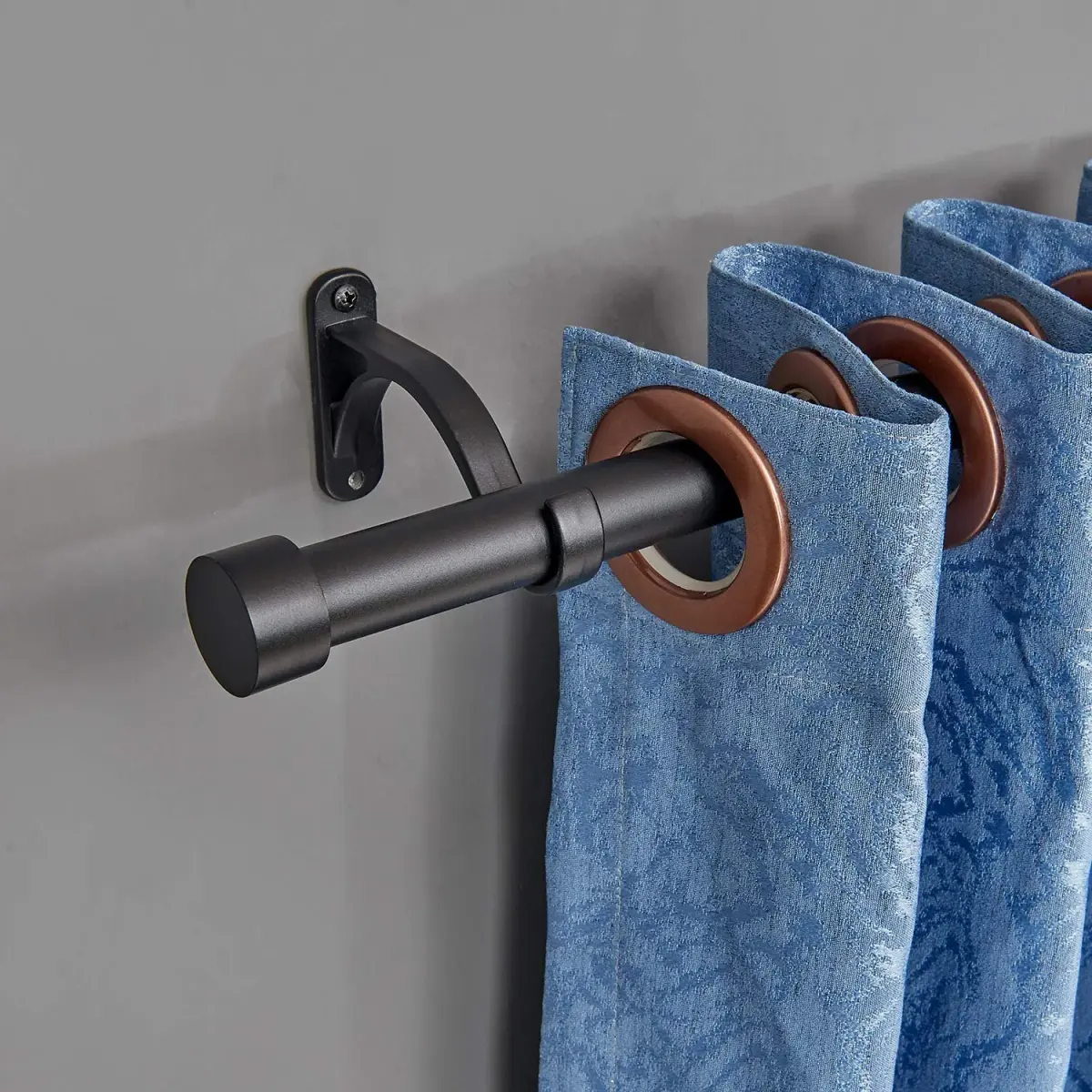 Mayrhyme 1-Inch Diameter Curtain Rod Set Matte Black 28-48" | Heavy-Duty Aluminum Brackets & Finials for Windows - view 5