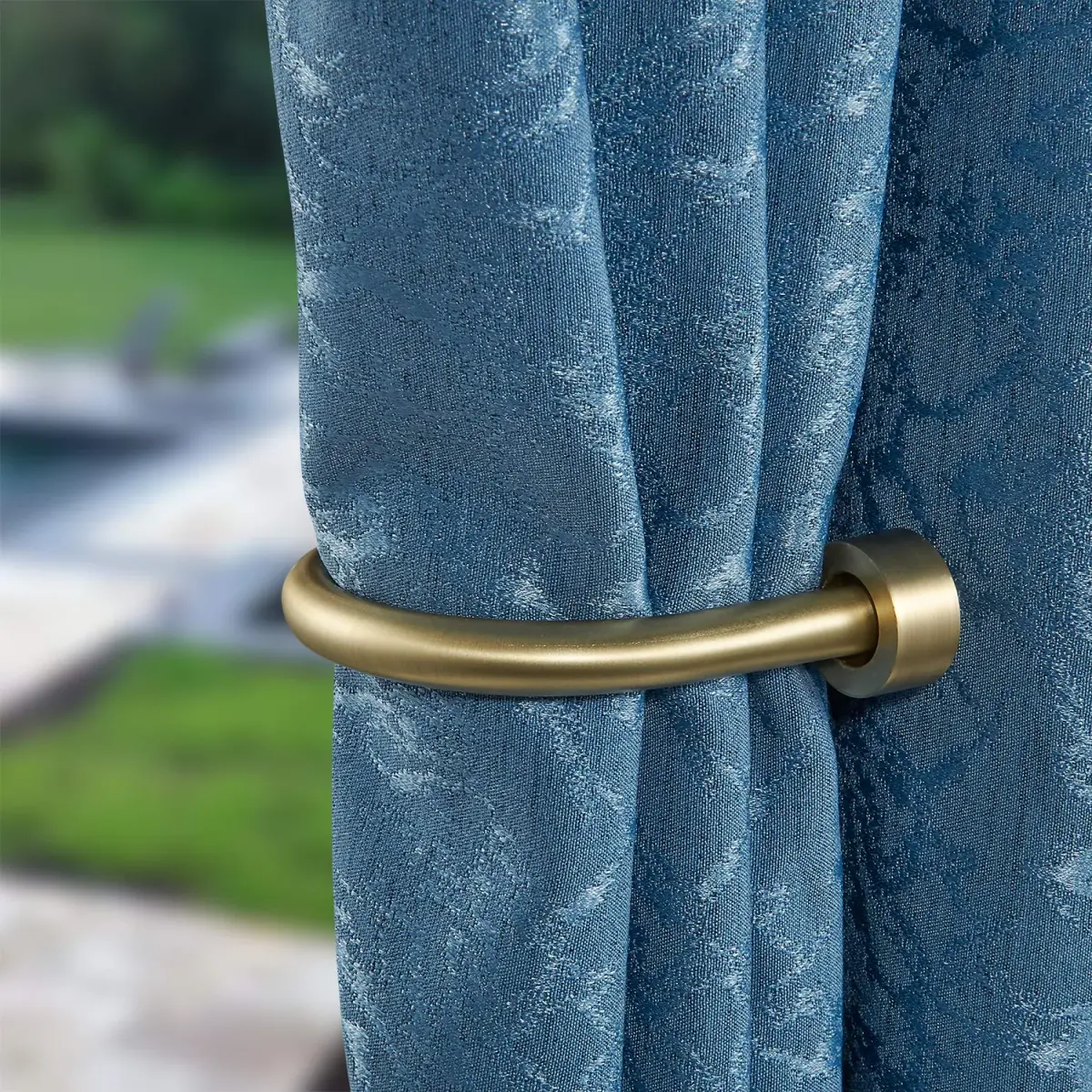Mayrhyme Premium Curtain Holdback Set of 2 | 18.5cm (7.3in) Brass Metal Decorative Holdbacks with Zinc Alloy Cap Finials - main product image