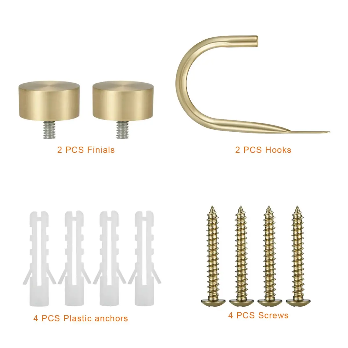 Mayrhyme Premium Curtain Holdback Set of 2 | 18.5cm (7.3in) Brass Metal Decorative Holdbacks with Zinc Alloy Cap Finials - view 2