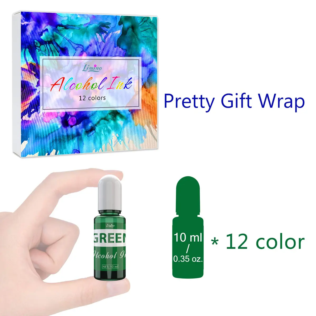 Limino Alcohol Ink Set 12 Colors 10ml Each | Vibrant Alcohol-Based Ink for Resin Art & Painting - view 6