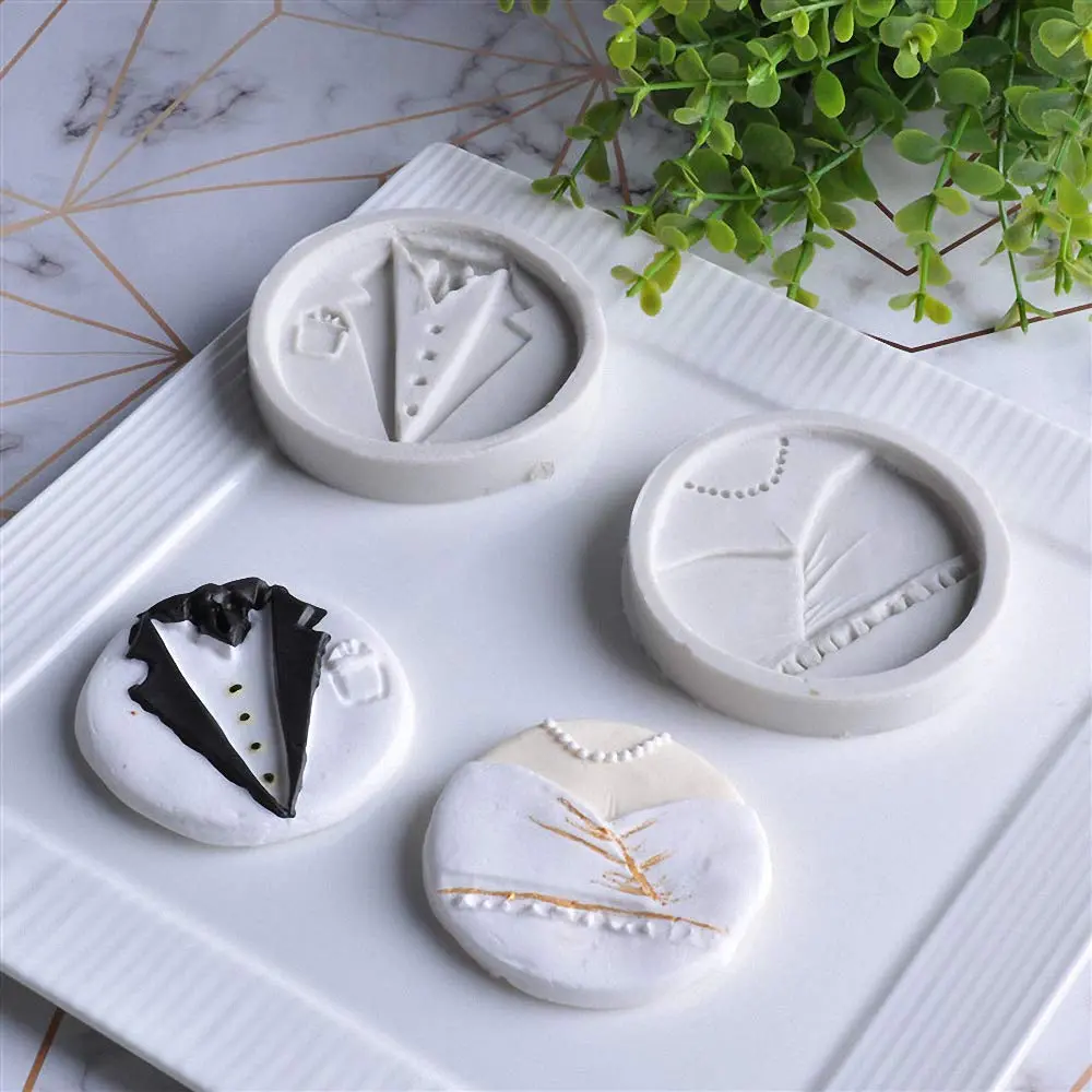 MoldFun Bride and Groom Fondant Mold Set - Tuxedo Wedding Cake Topper Food-Grade Silicone (Pink/Gray) | Non-Stick & Easy Release - view 7