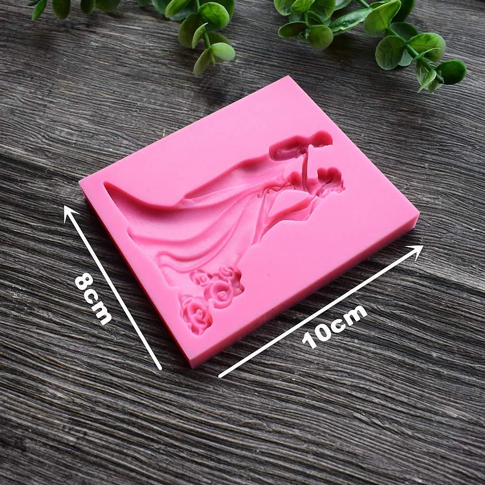 MoldFun Bride and Groom Fondant Mold Set - Tuxedo Wedding Cake Topper Food-Grade Silicone (Pink/Gray) | Non-Stick & Easy Release - view 2