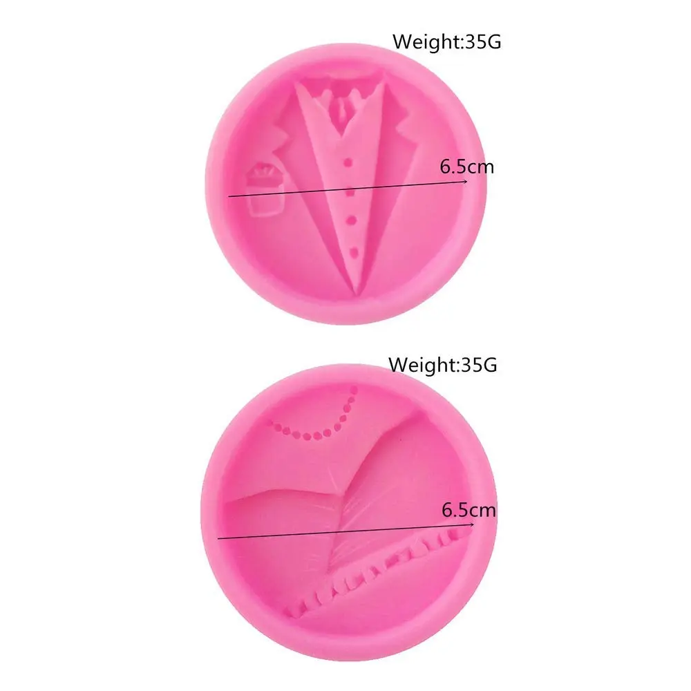 MoldFun Bride and Groom Fondant Mold Set - Tuxedo Wedding Cake Topper Food-Grade Silicone (Pink/Gray) | Non-Stick & Easy Release - view 3