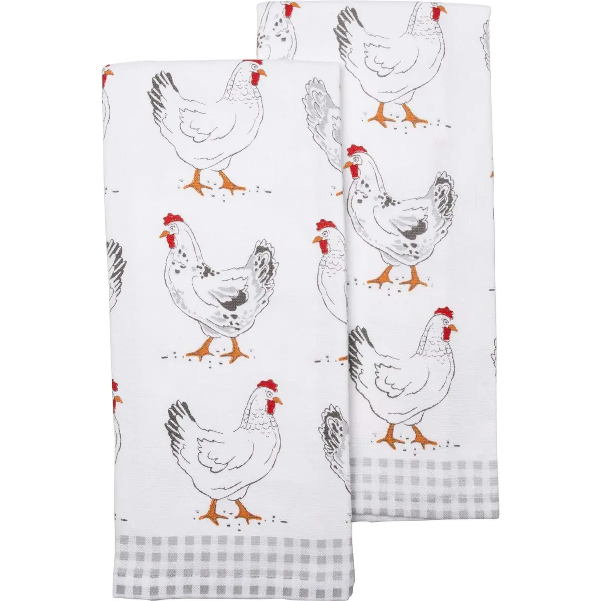 Casaba Farmer’s Market Pickup Truck Rooster Chickens Cows Dish Towel Set of 2 | Large Cotton Tea Towels - main product image
