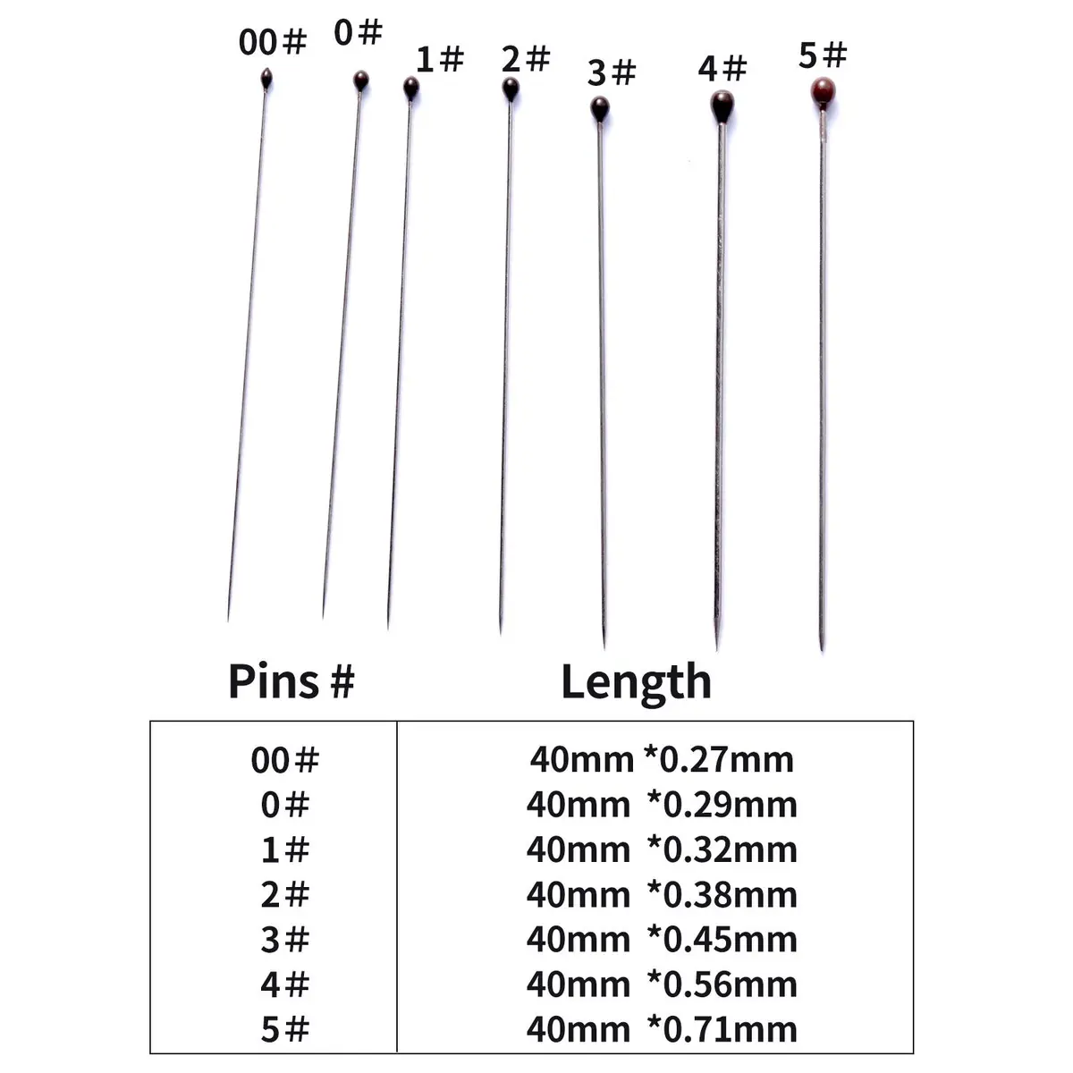Fpxnb Stainless Steel Insect Pins 350 Pcs (40mm Length, 0.27-0.71mm Diameter) | Entomology Specimen Needles - view 2