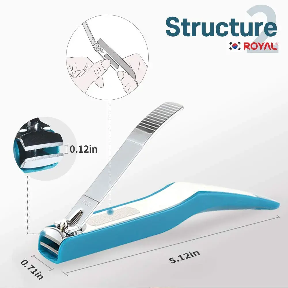 ROYAL Smart Nail Clipper with Catcher & Curved Blades, Aqua Blue 45g (1.6 oz) | Effortless Fingernail Trimming - view 3