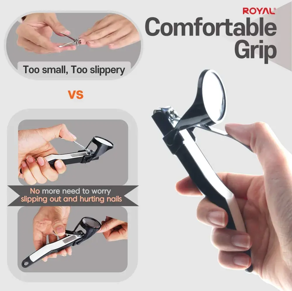 ROYAL Smart Nail Clipper with Catcher & Magnifier, Black - 50g (0.11 lb) | Curved Blades for Effortless Trimming - view 7