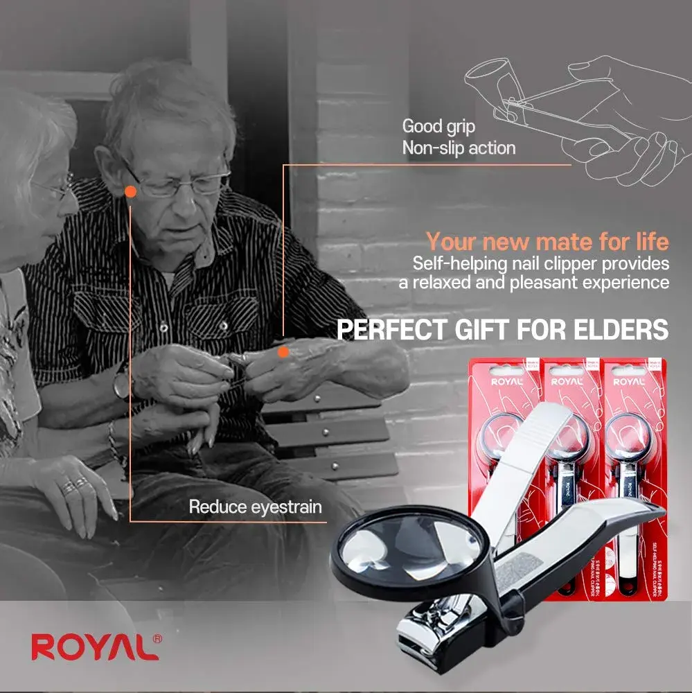 ROYAL Smart Nail Clipper with Catcher & Magnifier, Black - 50g (0.11 lb) | Curved Blades for Effortless Trimming - view 2