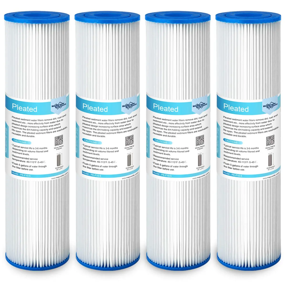 Membrane Solutions 5 Micron 10"x2.5" Pleated Sediment Water Filter | Universal Fit, Efficient Filtration, Washable, 3-Month Service - main product image