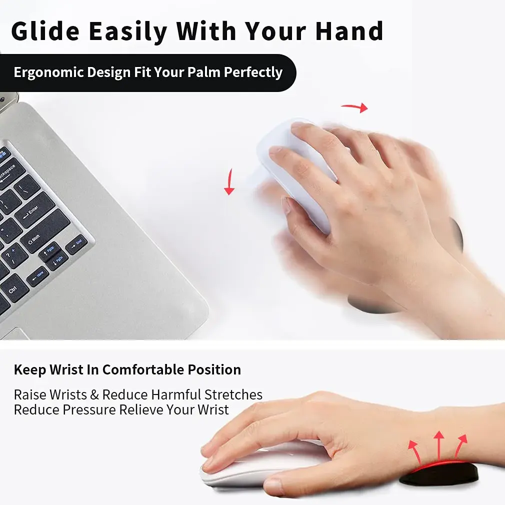 Aosome Ergonomic Mouse Wrist Rest Support Pad with Gliding Palm Rest & 4 Sliding Pads | Black, TPE Material - view 5