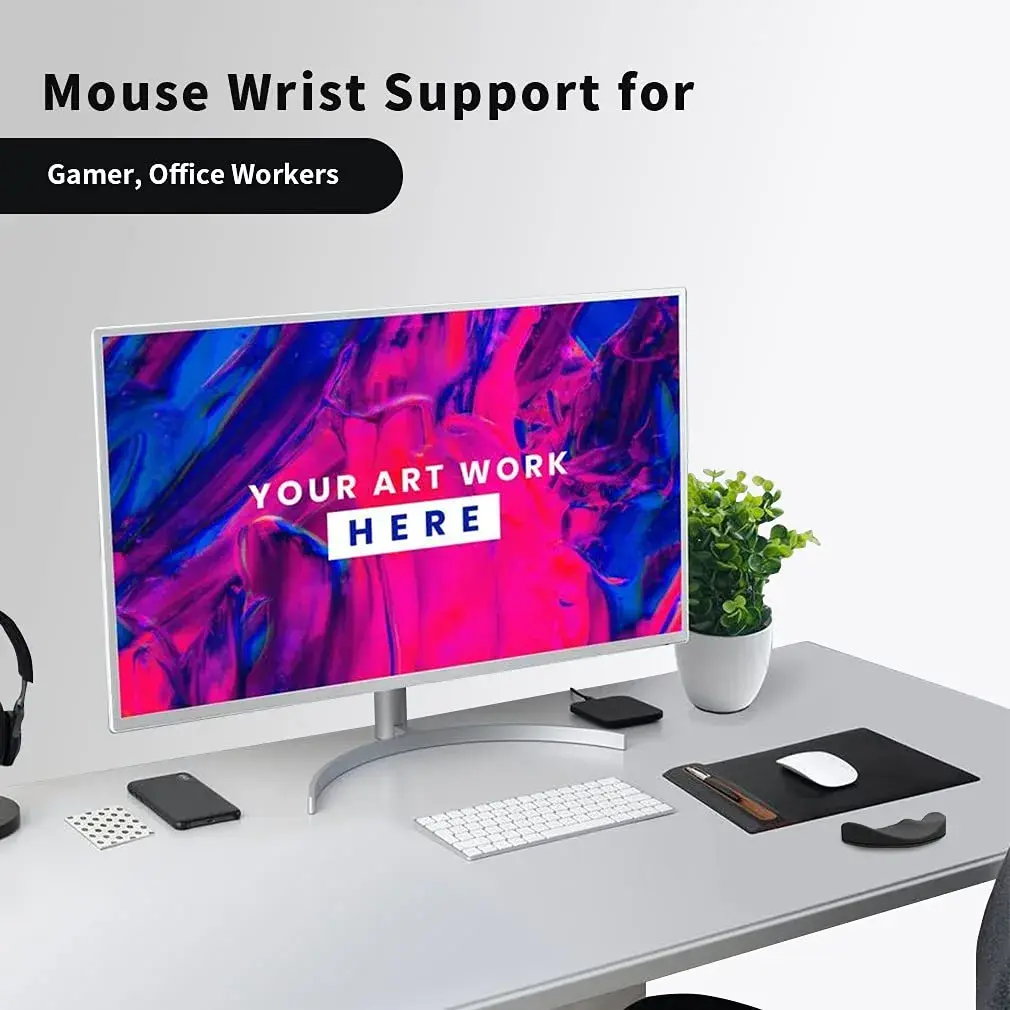 Aosome Ergonomic Mouse Wrist Rest Support Pad with Gliding Palm Rest & 4 Sliding Pads | Black, TPE Material - view 6
