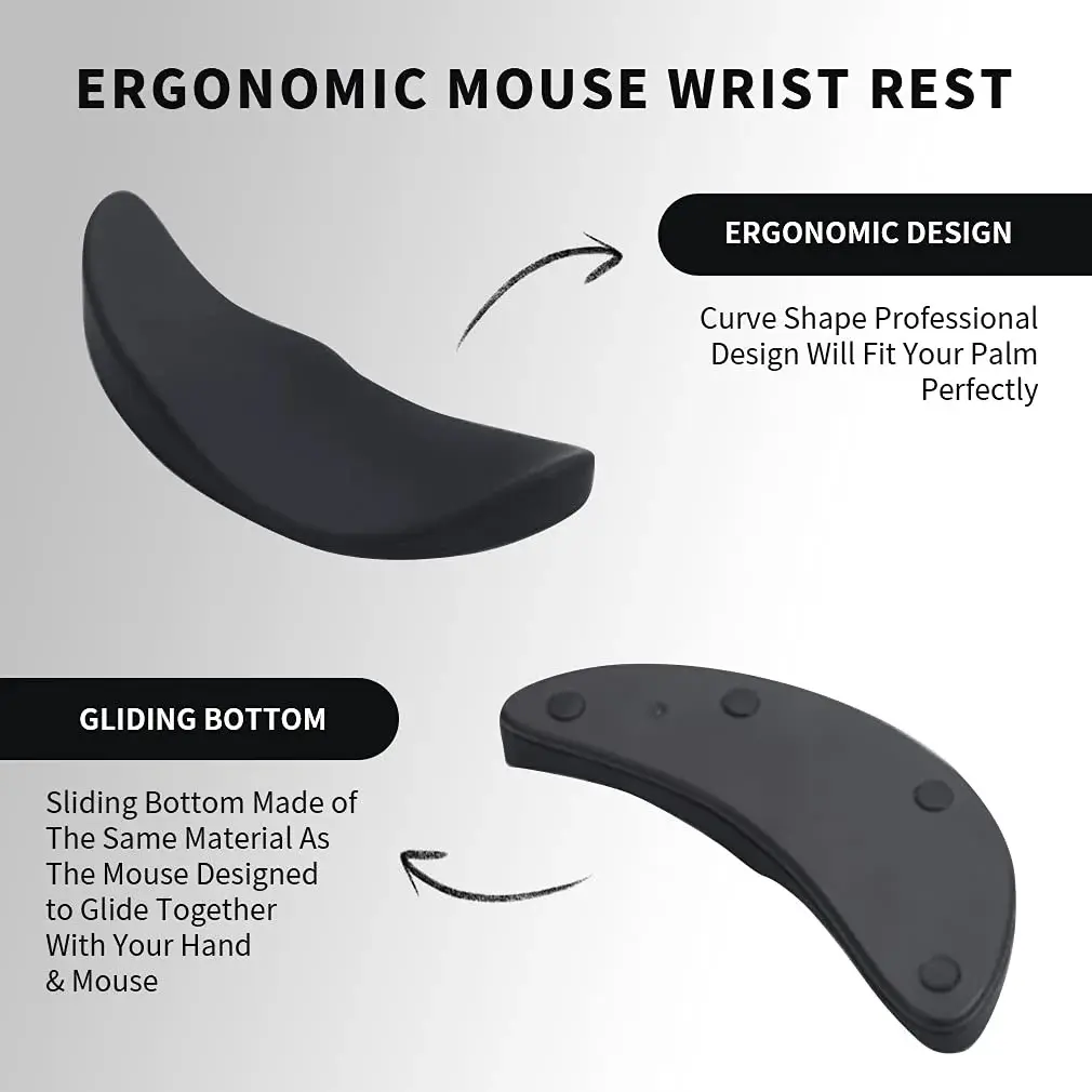 Aosome Ergonomic Mouse Wrist Rest Support Pad with Gliding Palm Rest & 4 Sliding Pads | Black, TPE Material - view 3