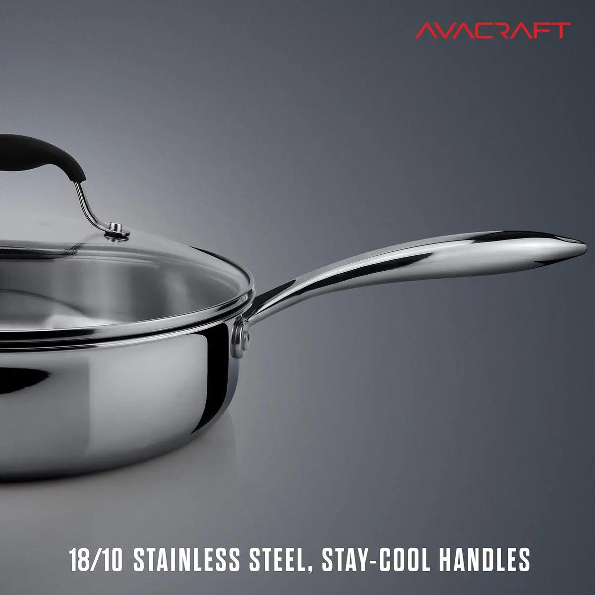 AVACRAFT 3.5 Quart Tri-Ply Stainless Steel Sauté Pan with Lid | Induction Compatible, Oven Safe, Dishwasher Safe - view 6