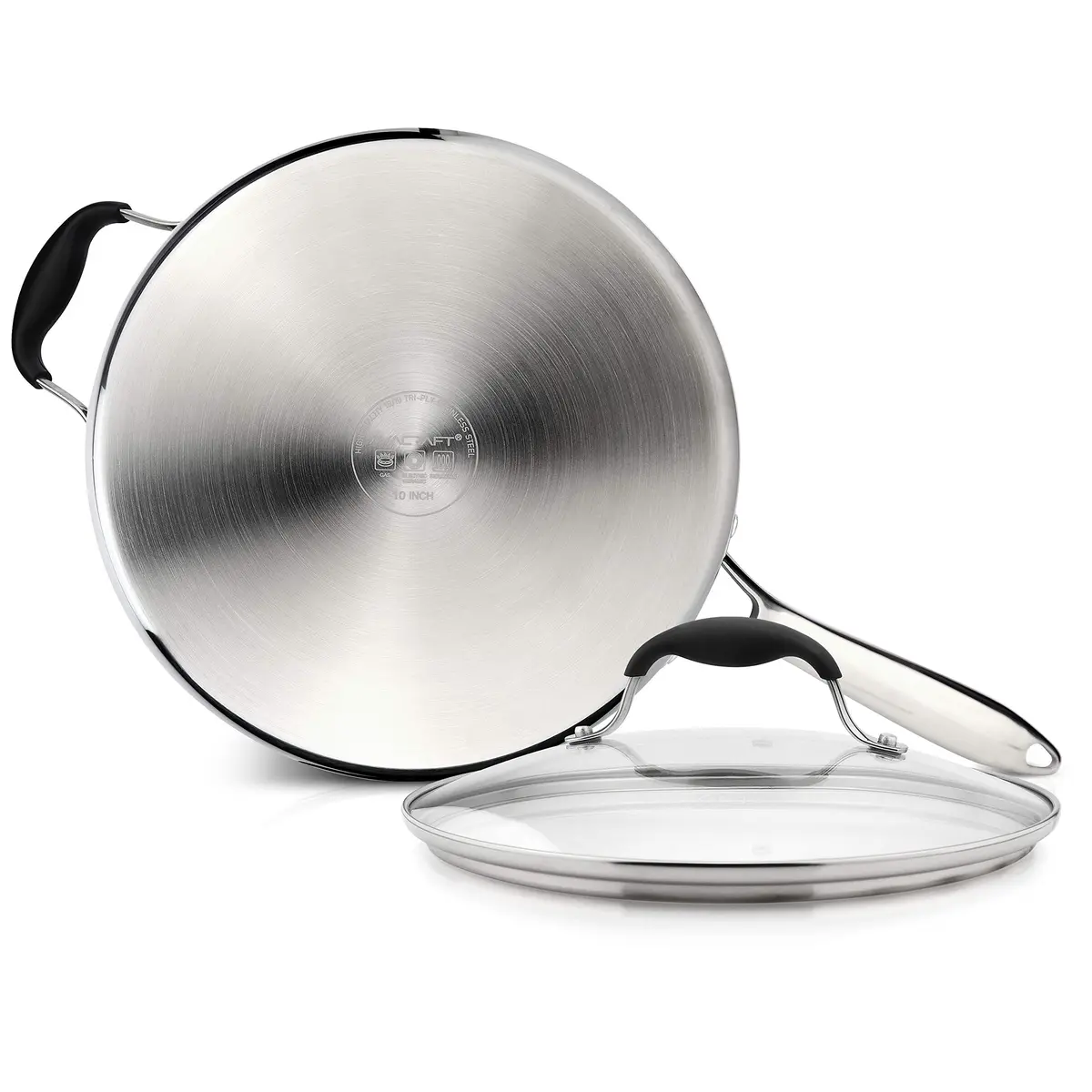 AVACRAFT 3.5 Quart Tri-Ply Stainless Steel Sauté Pan with Lid | Induction Compatible, Oven Safe, Dishwasher Safe - view 3