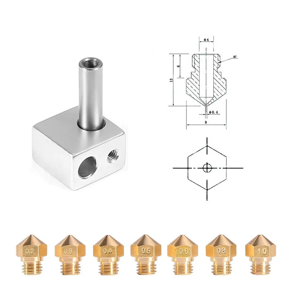 UMLIFE MK10 Nozzle Brass 0.4mm | 1.75mm Filament, M7 Thread, 10pcs for 3D Printer - view 5