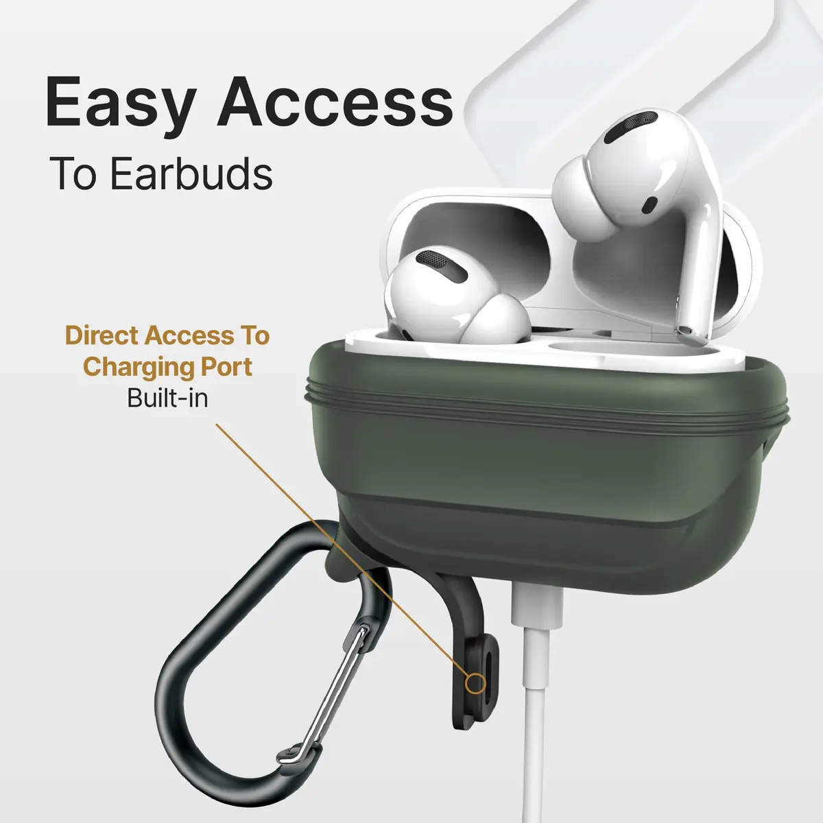 Catalyst Waterproof Case for AirPods Pro 2nd Gen & 1st Gen | Waterproof, Drop-Proof, Wireless Charging | Army Green - view 7