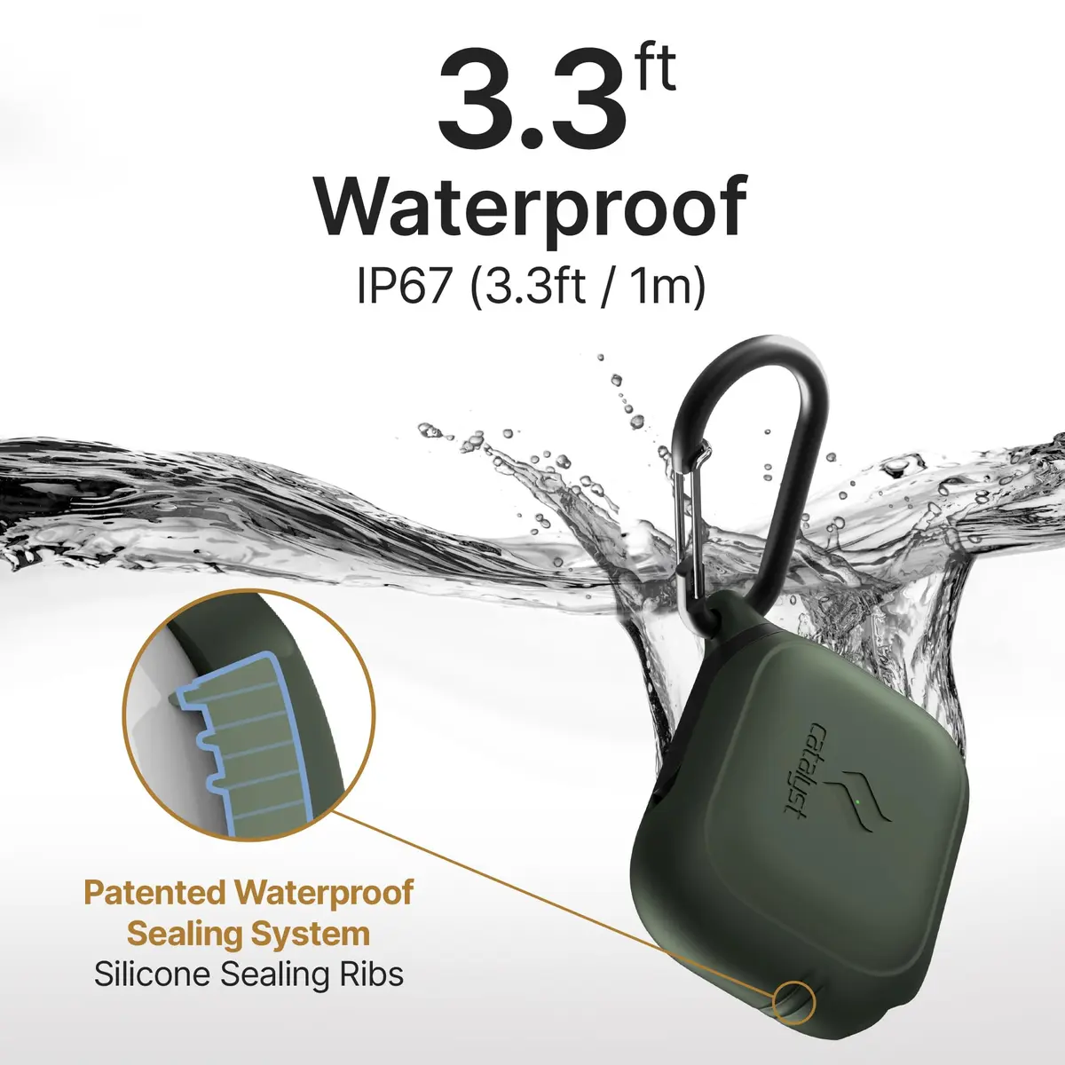 Catalyst Waterproof Case for AirPods Pro 2nd Gen & 1st Gen | Waterproof, Drop-Proof, Wireless Charging | Army Green - view 4