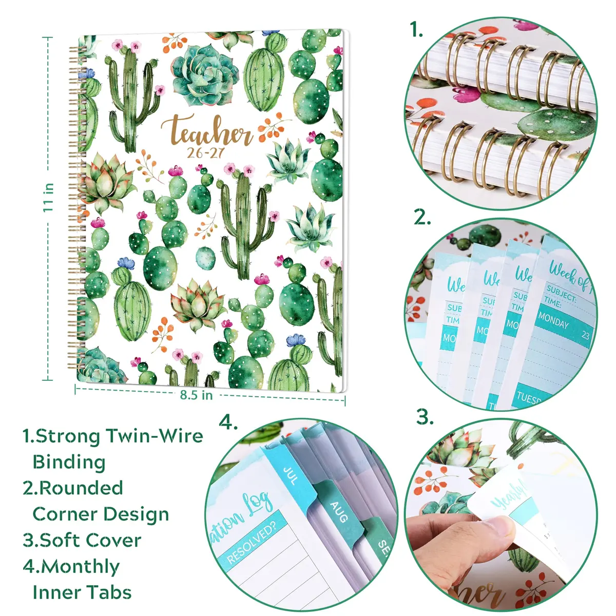 MaaIbok Teacher Planner 2026-2027 | Academic Schedule & Quotes, 8'' x 10'' - view 6