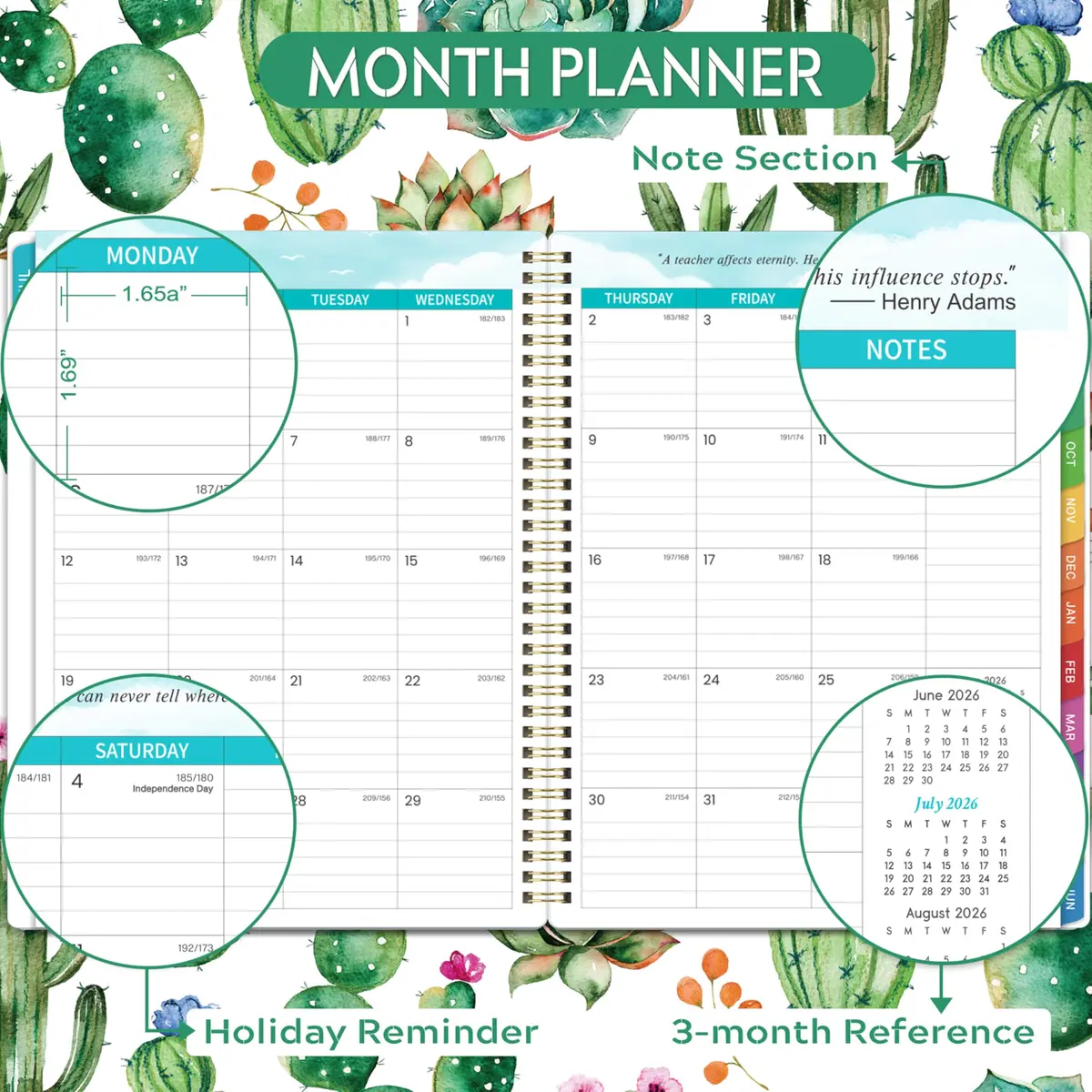 MaaIbok Teacher Planner 2026-2027 | Academic Schedule & Quotes, 8'' x 10'' - view 3