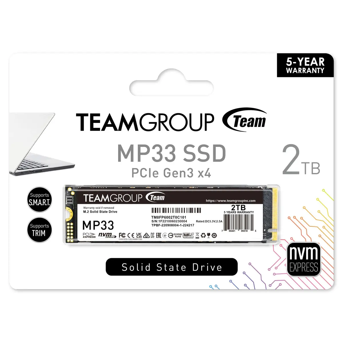 TEAMGROUP MP33 2TB NVMe SSD | PCIe Gen3x4, 1800MB/s Read & 1500MB/s Write, M.2 2280, High-Speed Storage - view 5
