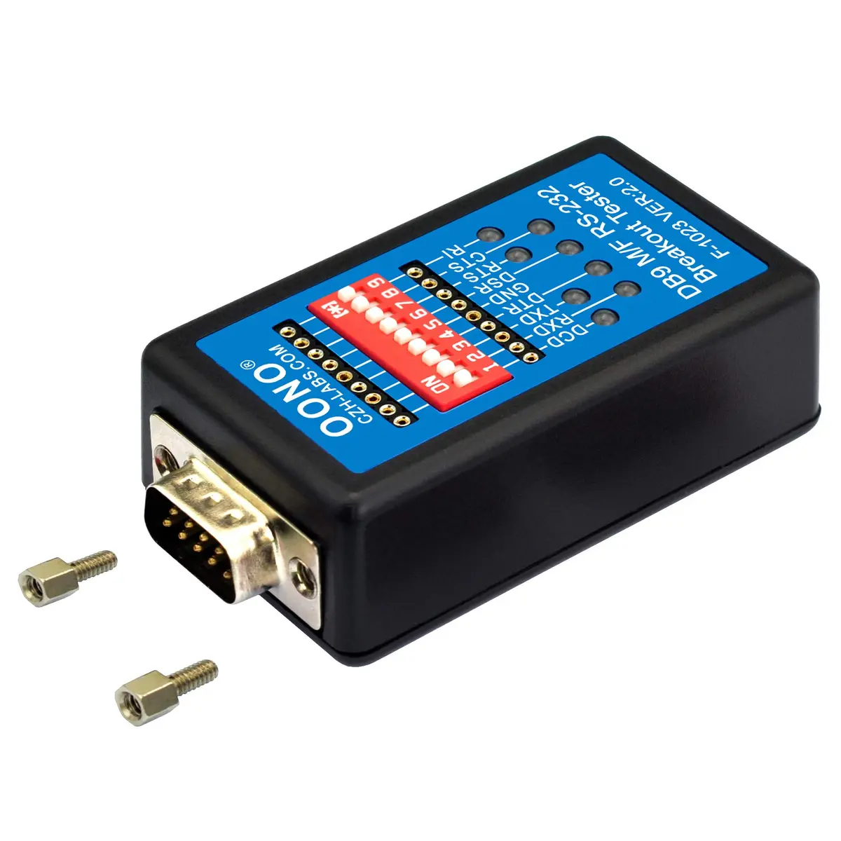 OONO RS232 Breakout Tester LED Monitor, DB9 Male to Female | Serial Data Link Test Device - view 4