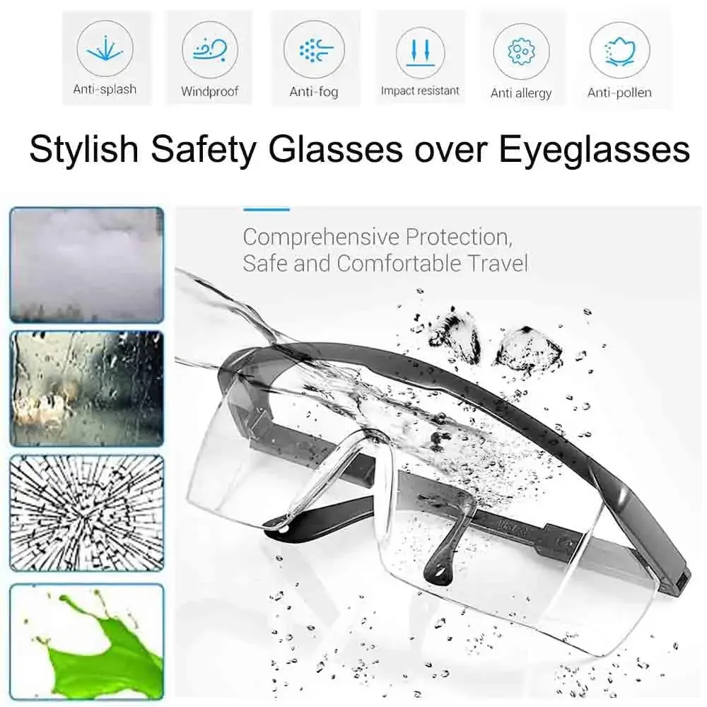 mozeeda 3 Pack Safety Glasses with Anti-Fog & Scratch-Resistant Lenses | Clear Wraparound Goggles for Work & Lab - view 4
