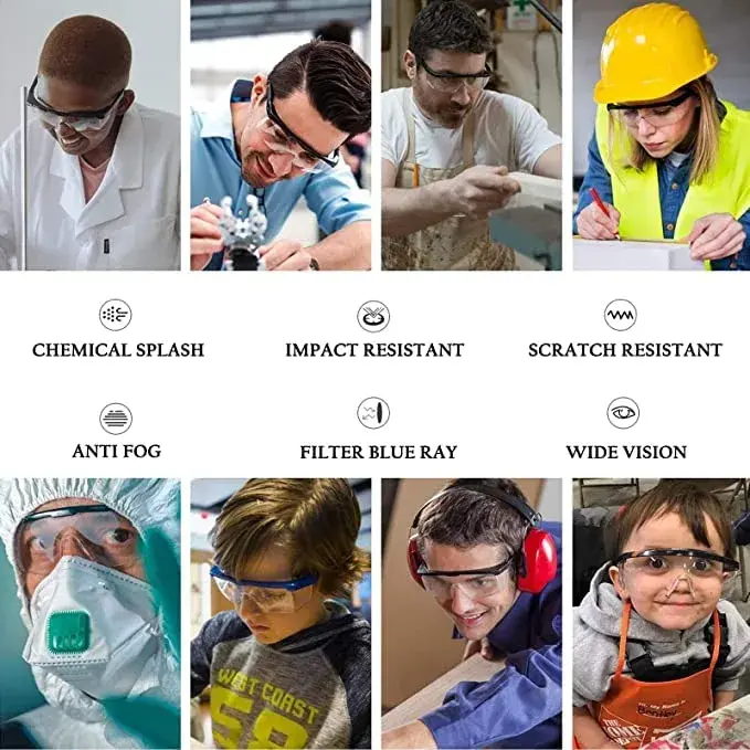 mozeeda 5-Pack Safety Glasses Goggles with Anti-Fog & Anti-Scratch Lenses | Clear Vision for Men & Women - view 8